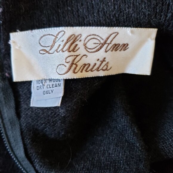 Vintage -  Gray Lilli Ann Knits 100 % Wool Zipper Back Turtleneck - Size 10 - Picture 3 of 3